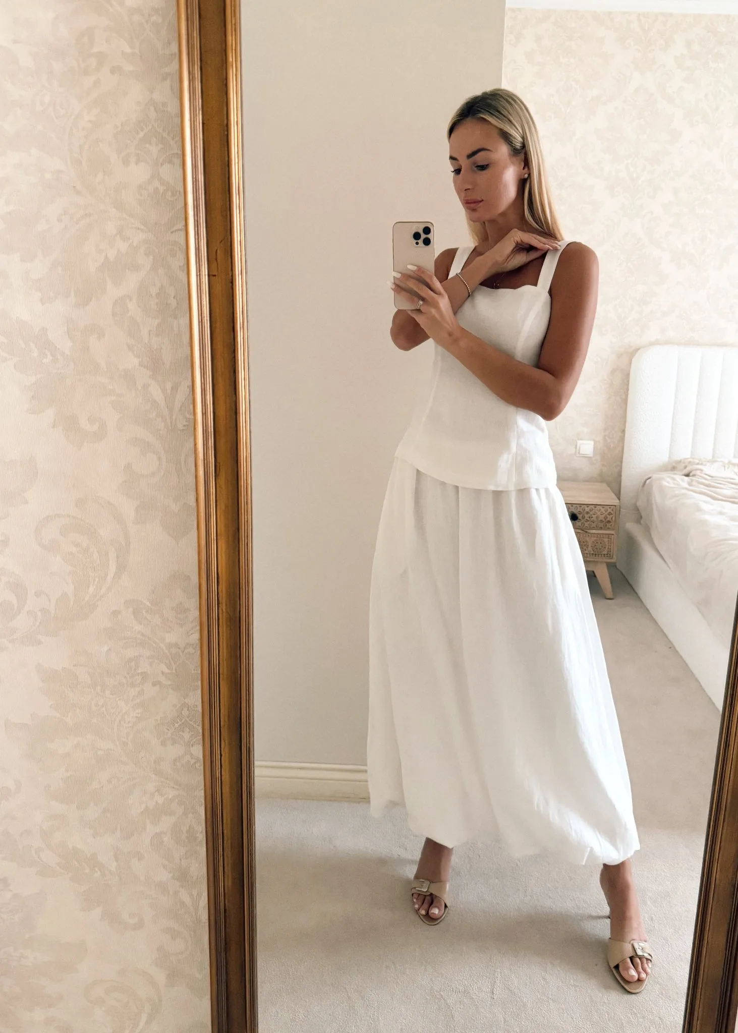 Odile Linen Bubble Maxi Skirt