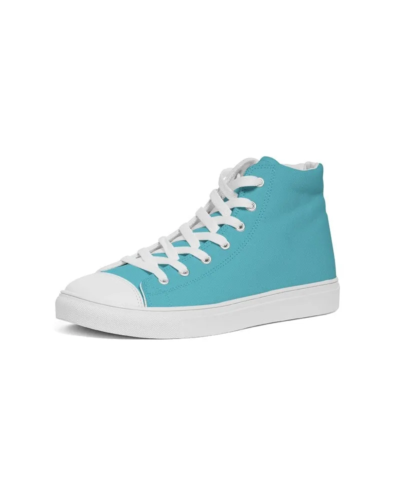 Pastel Warm Cyan Women's High-top Canvas Sneakers | Women's | Bright Pastel Warm Cyan | C60M0Y15K0