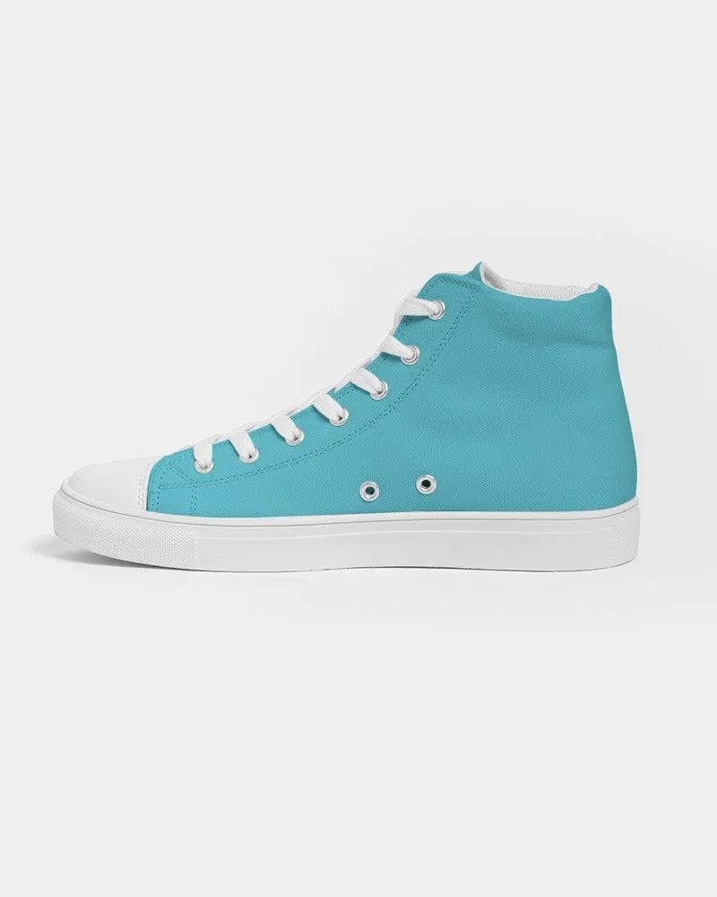 Pastel Warm Cyan Women's High-top Canvas Sneakers | Women's | Bright Pastel Warm Cyan | C60M0Y15K0