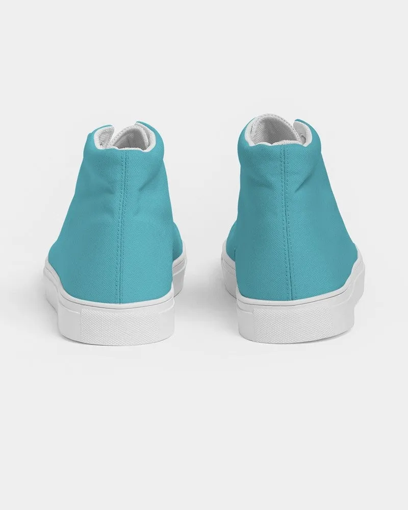 Pastel Warm Cyan Women's High-top Canvas Sneakers | Women's | Bright Pastel Warm Cyan | C60M0Y15K0