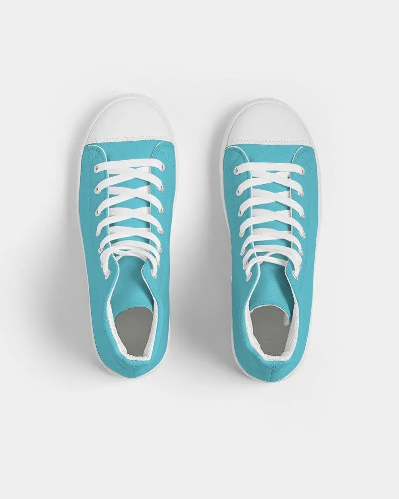 Pastel Warm Cyan Women's High-top Canvas Sneakers | Women's | Bright Pastel Warm Cyan | C60M0Y15K0