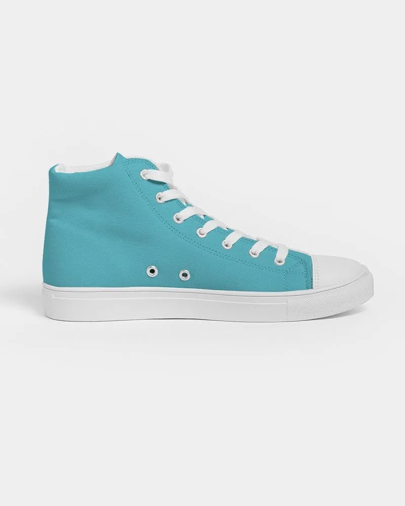 Pastel Warm Cyan Women's High-top Canvas Sneakers | Women's | Bright Pastel Warm Cyan | C60M0Y15K0