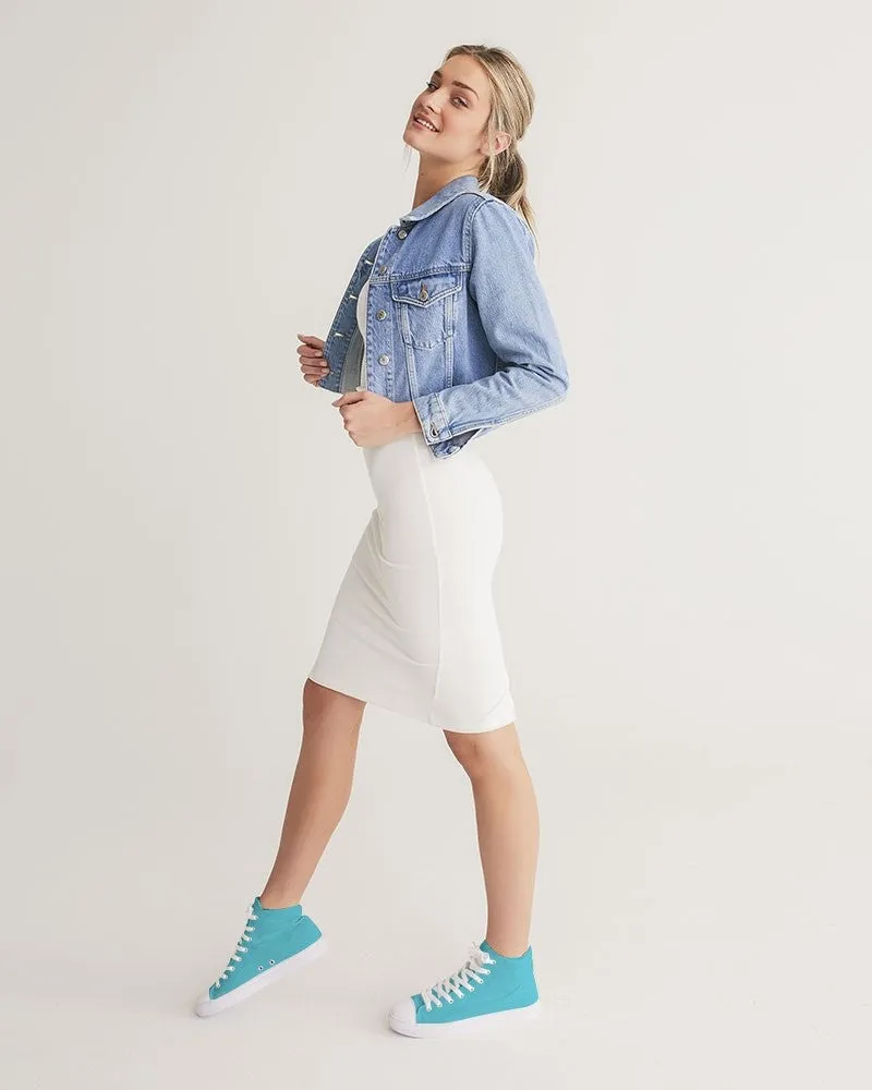 Pastel Warm Cyan Women's High-top Canvas Sneakers | Women's | Bright Pastel Warm Cyan | C60M0Y15K0