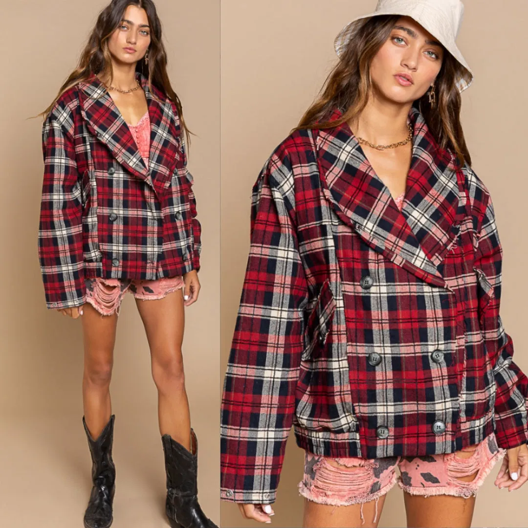 Plaid Button Front Jacket