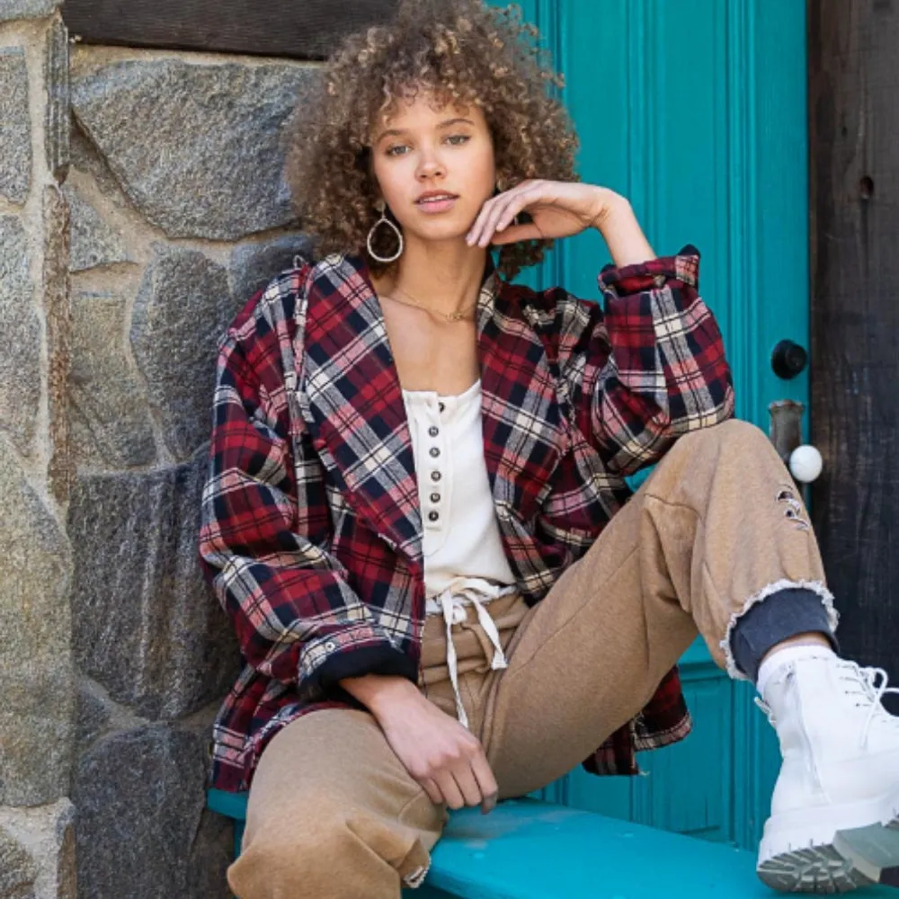 Plaid Button Front Jacket