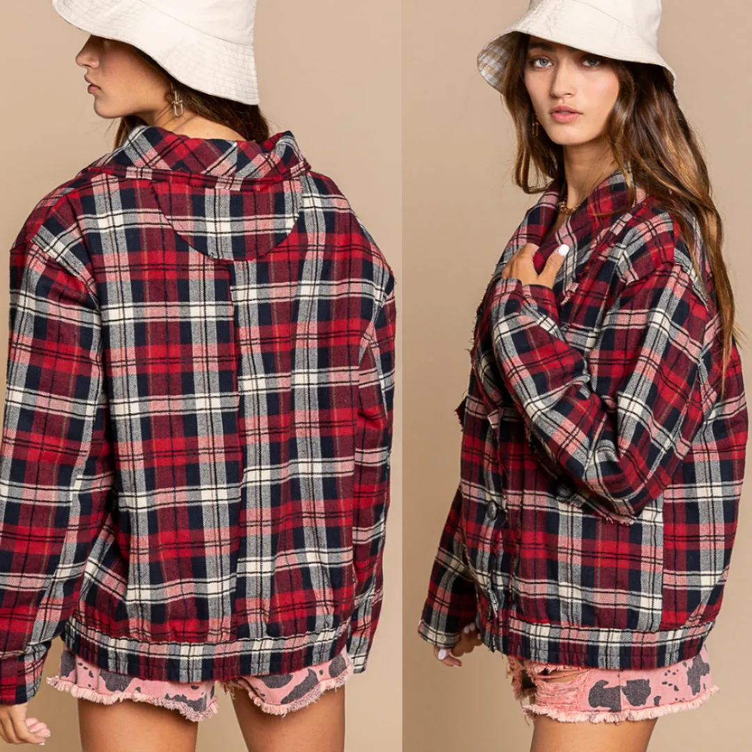 Plaid Button Front Jacket