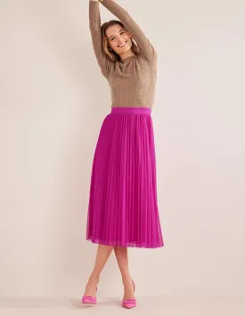 Pleated Tulle Skirt-Shocking Pink