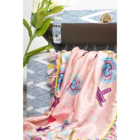 PS Accessories by Payal Singhal Payal Singhal Pink Ikat Star Print Silkmul Full Width Scarf for Women