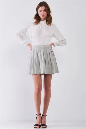 "Back To School" Woolen Pleated Flare Mini Skirt /1-3-2
