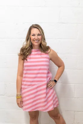 Raspberry Striped Mini Dress