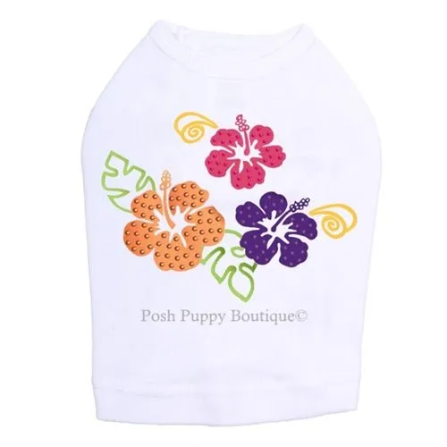 Satin Hibiscus Rhinestuds Tanks- Many Colors