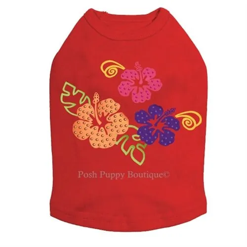 Satin Hibiscus Rhinestuds Tanks- Many Colors
