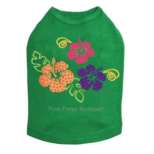 Satin Hibiscus Rhinestuds Tanks- Many Colors