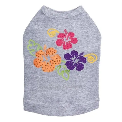 Satin Hibiscus Rhinestuds Tanks- Many Colors