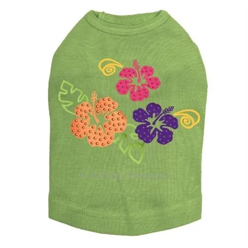 Satin Hibiscus Rhinestuds Tanks- Many Colors