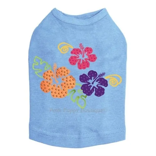 Satin Hibiscus Rhinestuds Tanks- Many Colors