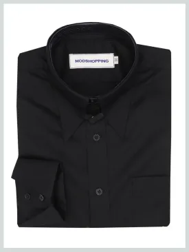 Tab Collar Shirt | 60s Vintage Style Black Shirt