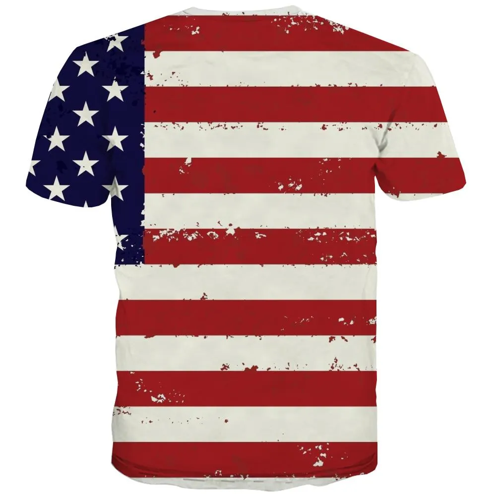 USA T-shirt Men Flag Tshirts Cool Statue Tshirt Printed Country T shirts Funny