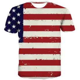 USA T-shirt Men Flag Tshirts Cool Statue Tshirt Printed Country T shirts Funny