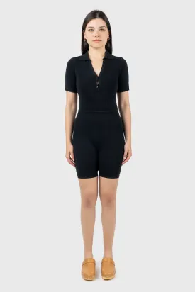 Waffle Ribbed Knitted Short Sleeve Bodysuit