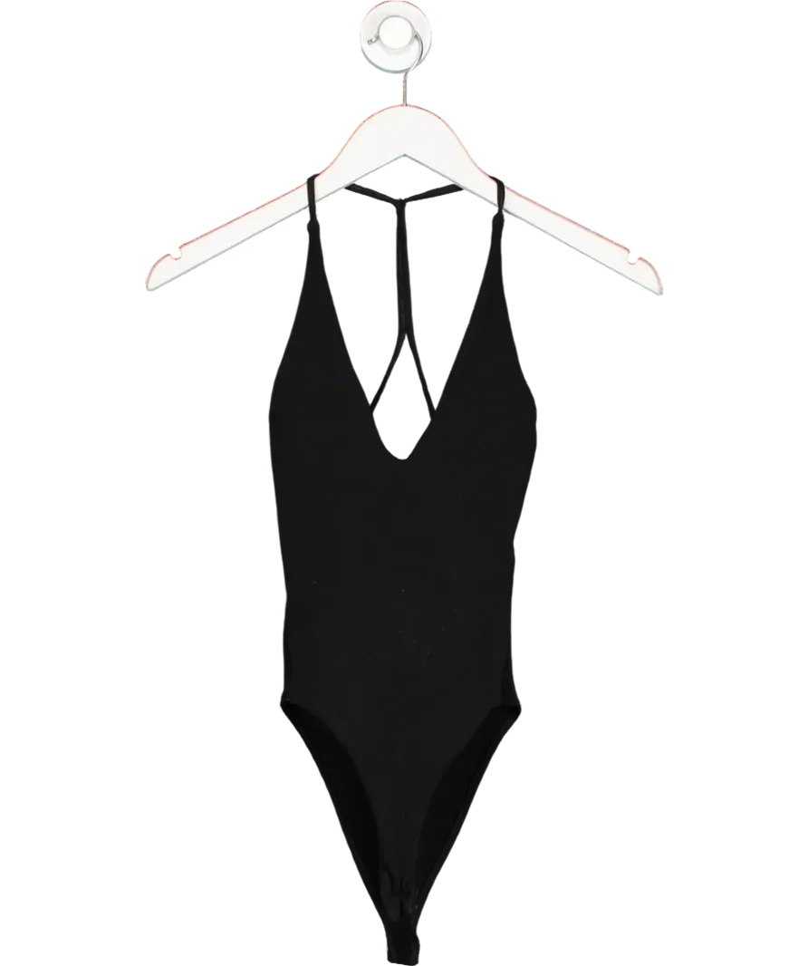 ZARA Black V Neck Cotton Blend Bodysuit UK S