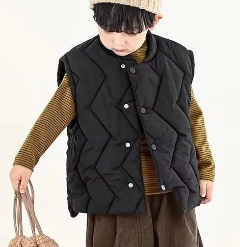 Zig Zag Quilt Puffer Gilet (Black)