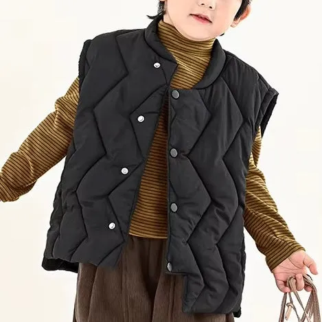 Zig Zag Quilt Puffer Gilet (Black)