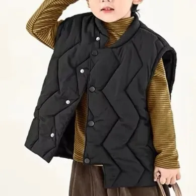 Zig Zag Quilt Puffer Gilet (Black)